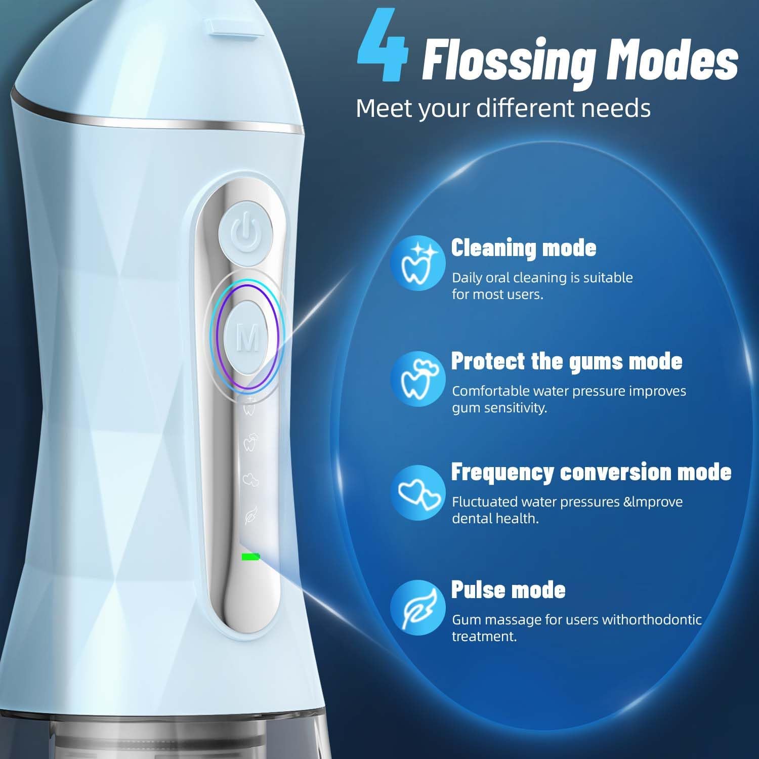 Water Dental Flosser Pick for Teeth Portable Oral Irrigator Rechargeable Travel… — photo 2