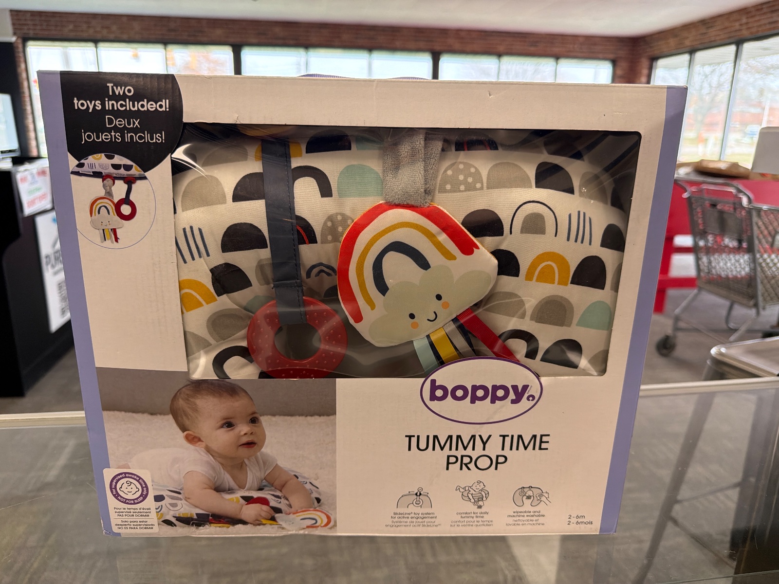 Boppy Tummy Time Prop Pillow - Black White Rainbow: Cotton, Nursing Pillow — photo 2
