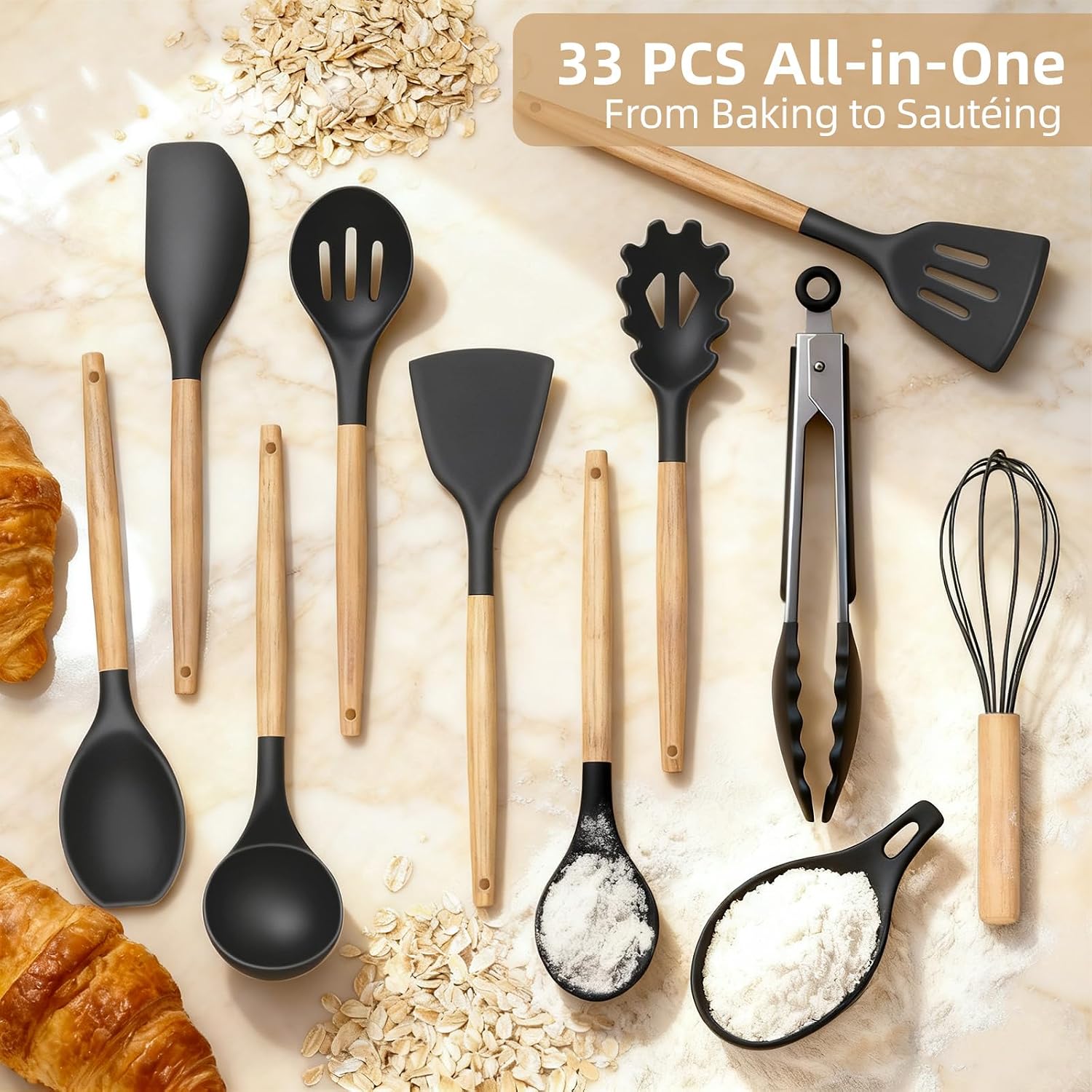 33PCS Silicone Cooking Utensils Set with Holder, Food Grade — photo 3